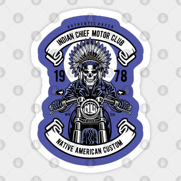 Indian Chief Biker Sticker by Tempe Gaul